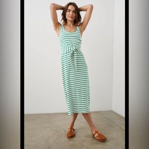 Rails Green White Sailor Stripe Meg Dress Size XL Sleeveless, Stretch, Knit E24